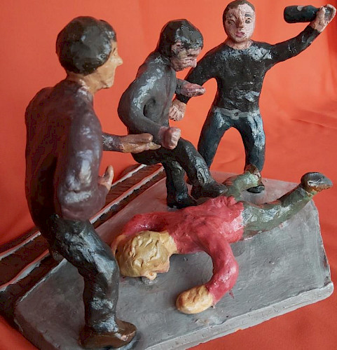 2019, Ton, Aquarellfarbe, farbloser Lack, 20 cm x 30 cm x 20 cm