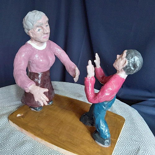 2020, Ton, Aquarellfarben, Klarlack, 30cm x 29 cm x 21 cm